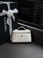 Chanel Lychee Calfskin Box Bag with Chain Strap - Image 12