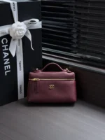 Chanel Lychee Calfskin Box Bag with Chain Strap - Image 14