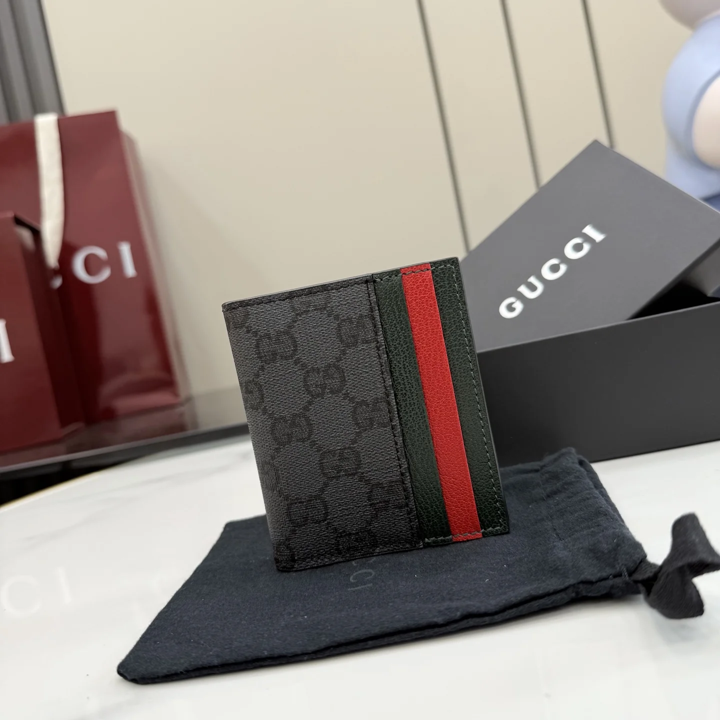 1-322 Gucci Primavera GG Bifold Wallet with Web Stripe - Image 1