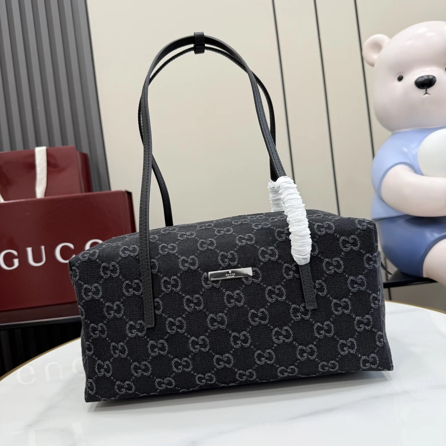 1-371 Gucci Generation GG Denim Boston Shoulder Bag 29cm - Image 1