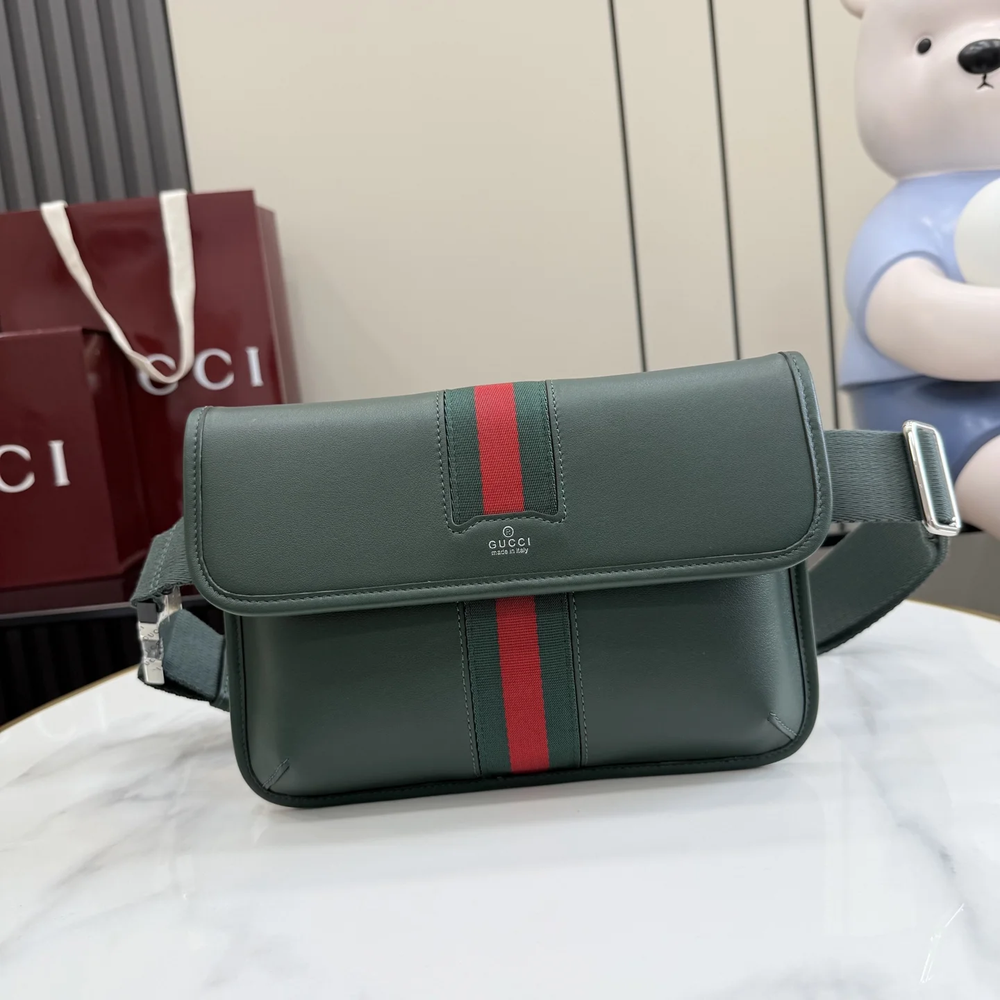 1-381 Gucci Generation Web Stripe Leather Belt Bag 24cm - Image 1