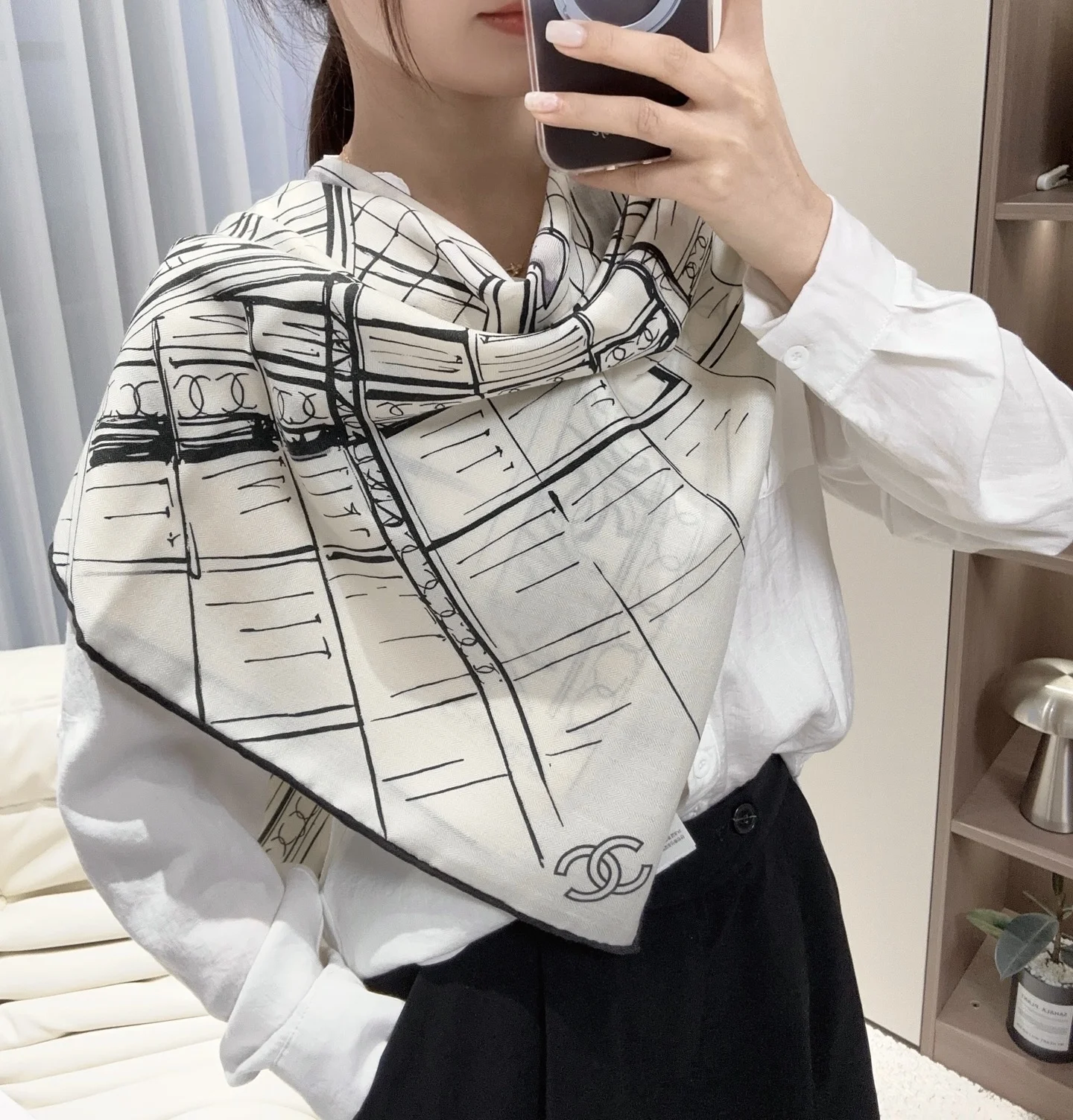1-39 Chanel Velvet Large Square Scarf 140*140cm - Image 1