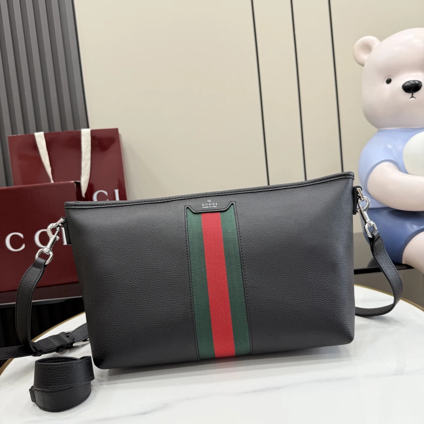 1-416 Gucci Primavera Web Stripe Leather Shoulder Bag 30cm - Image 1