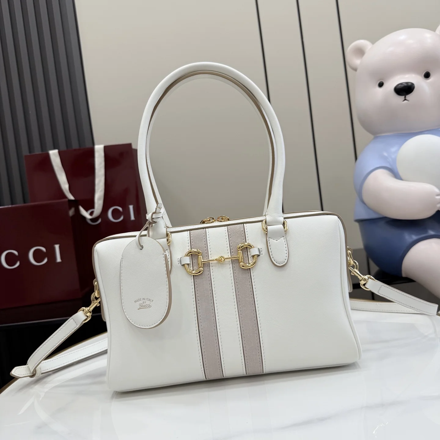 1-430 Gucci Borsetto Horsebit Leather Top Handle Bag - Image 1