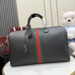 Gucci 2026 Web Stripe Leather Duffle Travel Bag 45cm