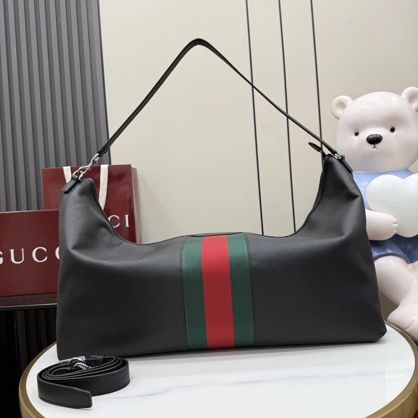 1-465 Gucci Primavera Web Stripe Leather Duffle Bag 65cm - Image 1