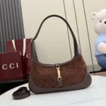 Gucci Jackie 1961 Perforated GG Suede Shoulder Bag 28cm