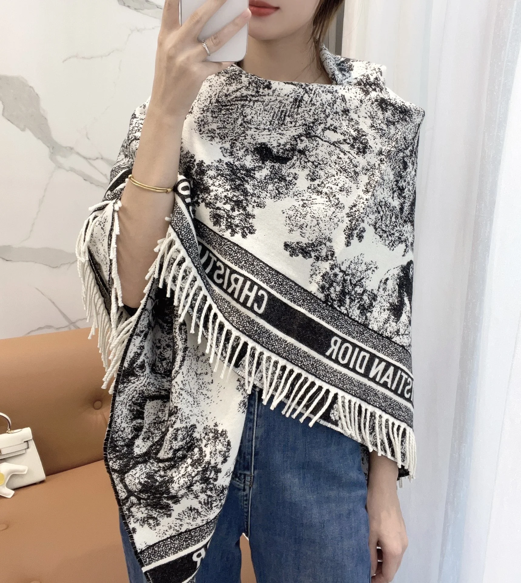 1-49 Dior CD Logo Jacquard Large Scarf Shawl Blanket 140*140cm - Image 1