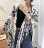 Dior CD Logo Jacquard Large Scarf Shawl Blanket 140*140cm - Image 10
