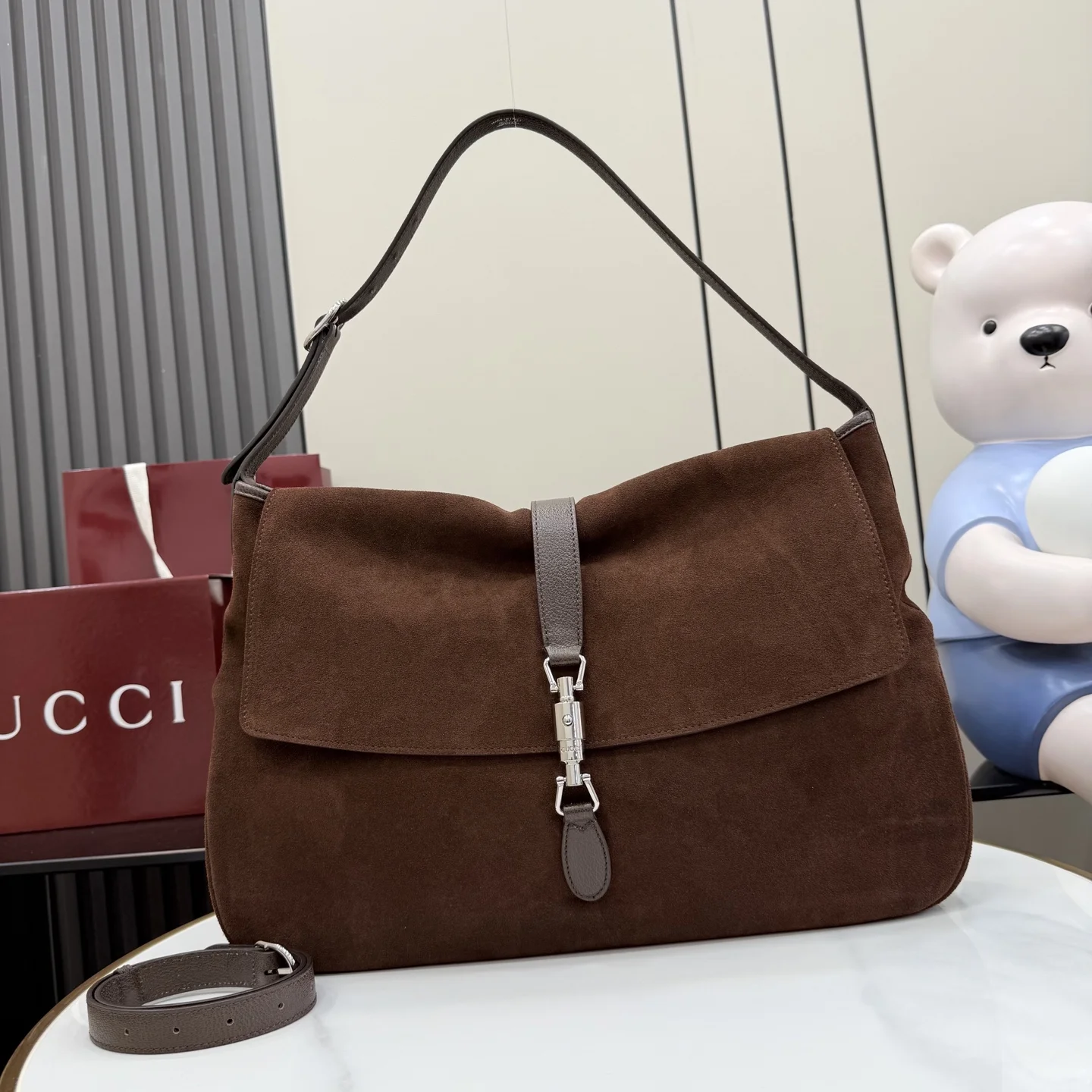 1-509 Gucci Jackie 1961 Suede Shoulder Bag 43cm - Image 1