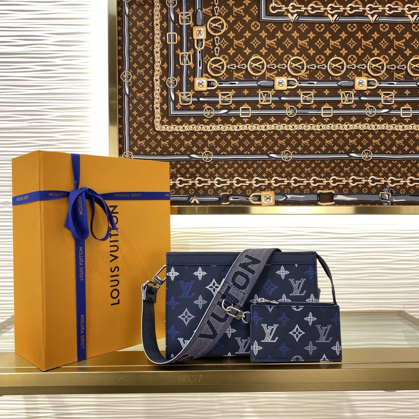 1-543 Louis Vuitton Gaston Mini Crossbody Bag Blue M28818 - Image 1