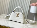 Louis Vuitton Capucines Mini White Ostrich Crystal LV Bag 22cm