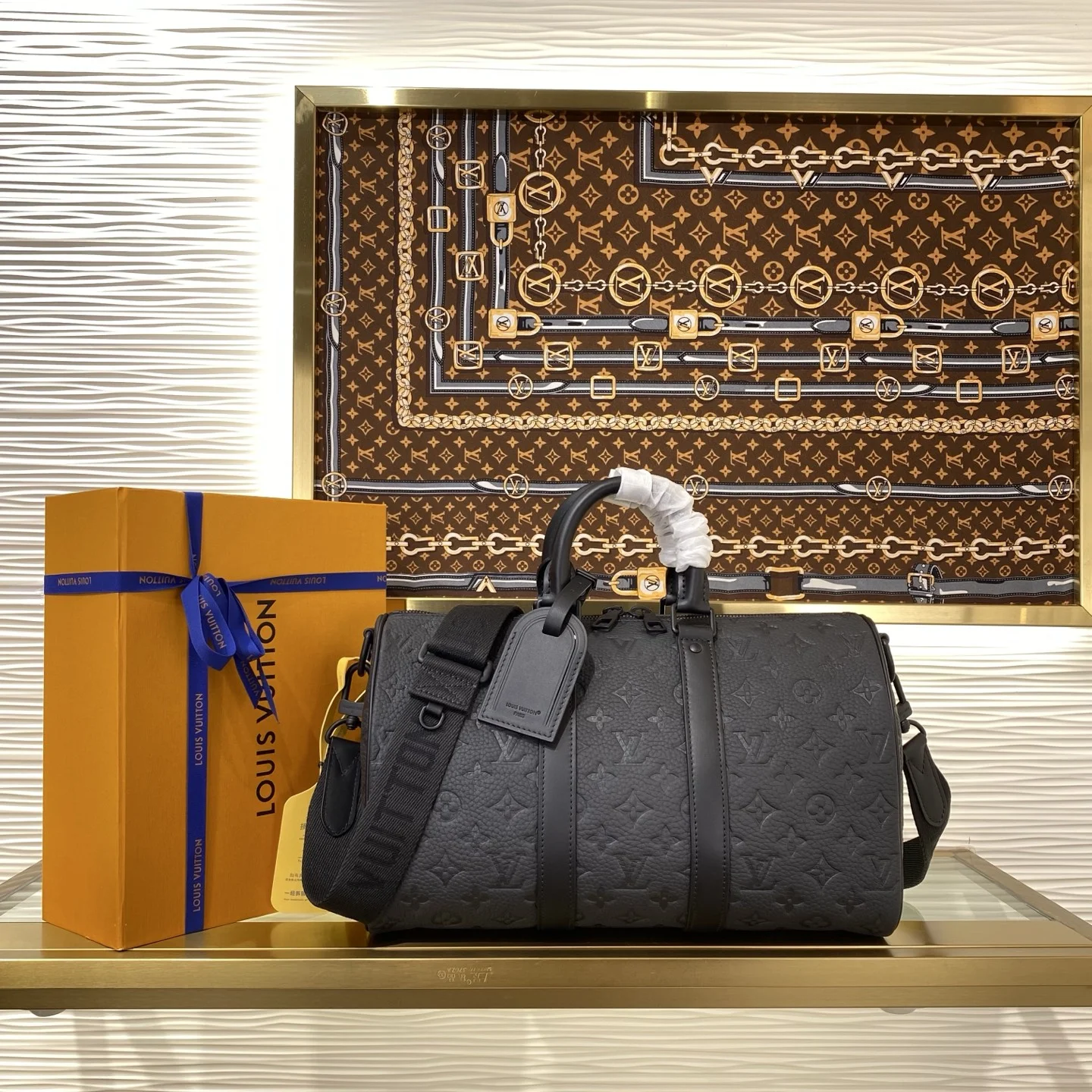 1-619 Louis Vuitton Keepall Bandouliere 35 Taurillon Black M22765 - Image 1