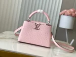 Louis Vuitton Capucines BB Pink Ostrich Crystal LV N85512 27cm