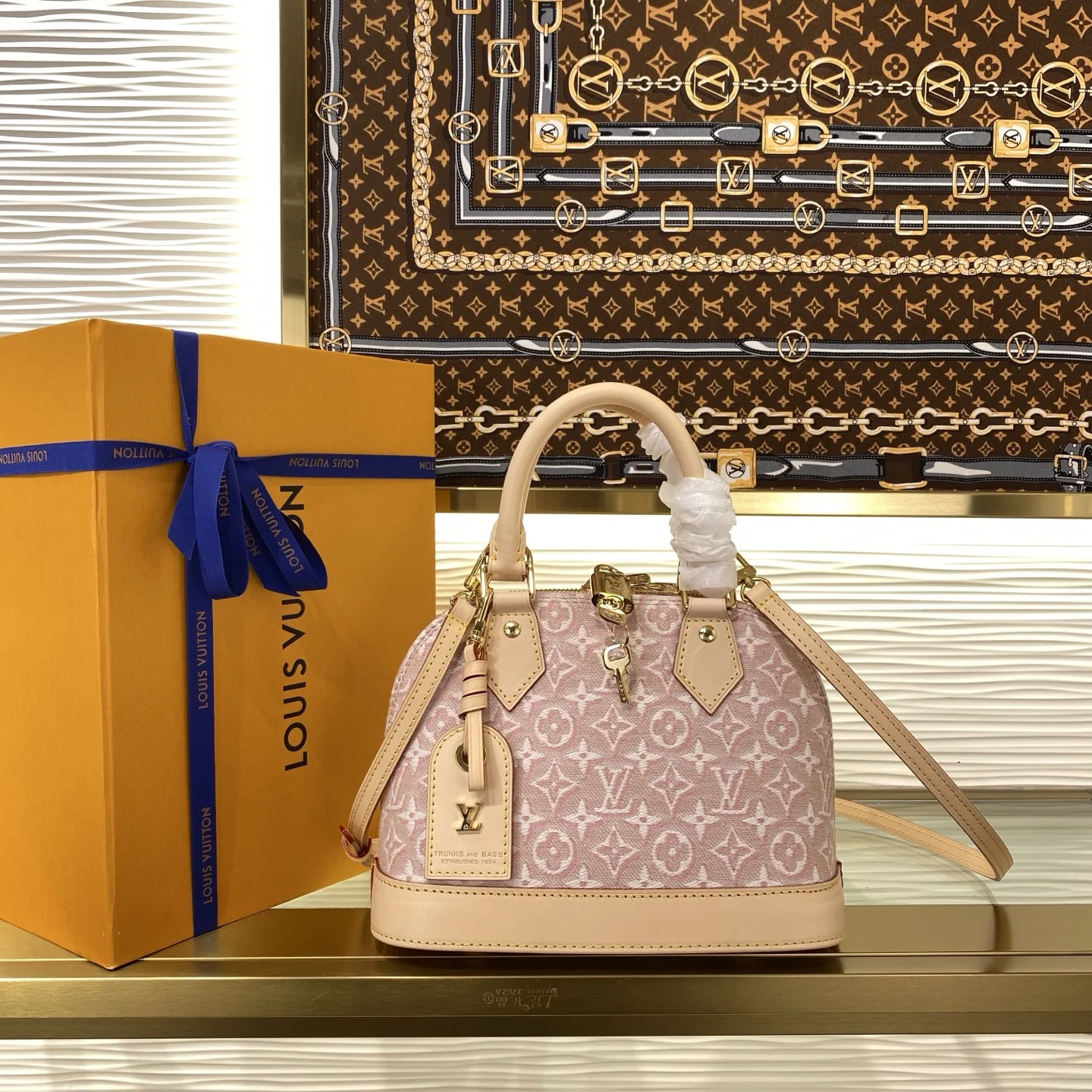 1-733 Louis Vuitton Alma BB Monogram Embleme Pink M2A378 - Image 1
