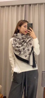 Louis Vuitton Monogram Silk Wool Scarf 75x200cm