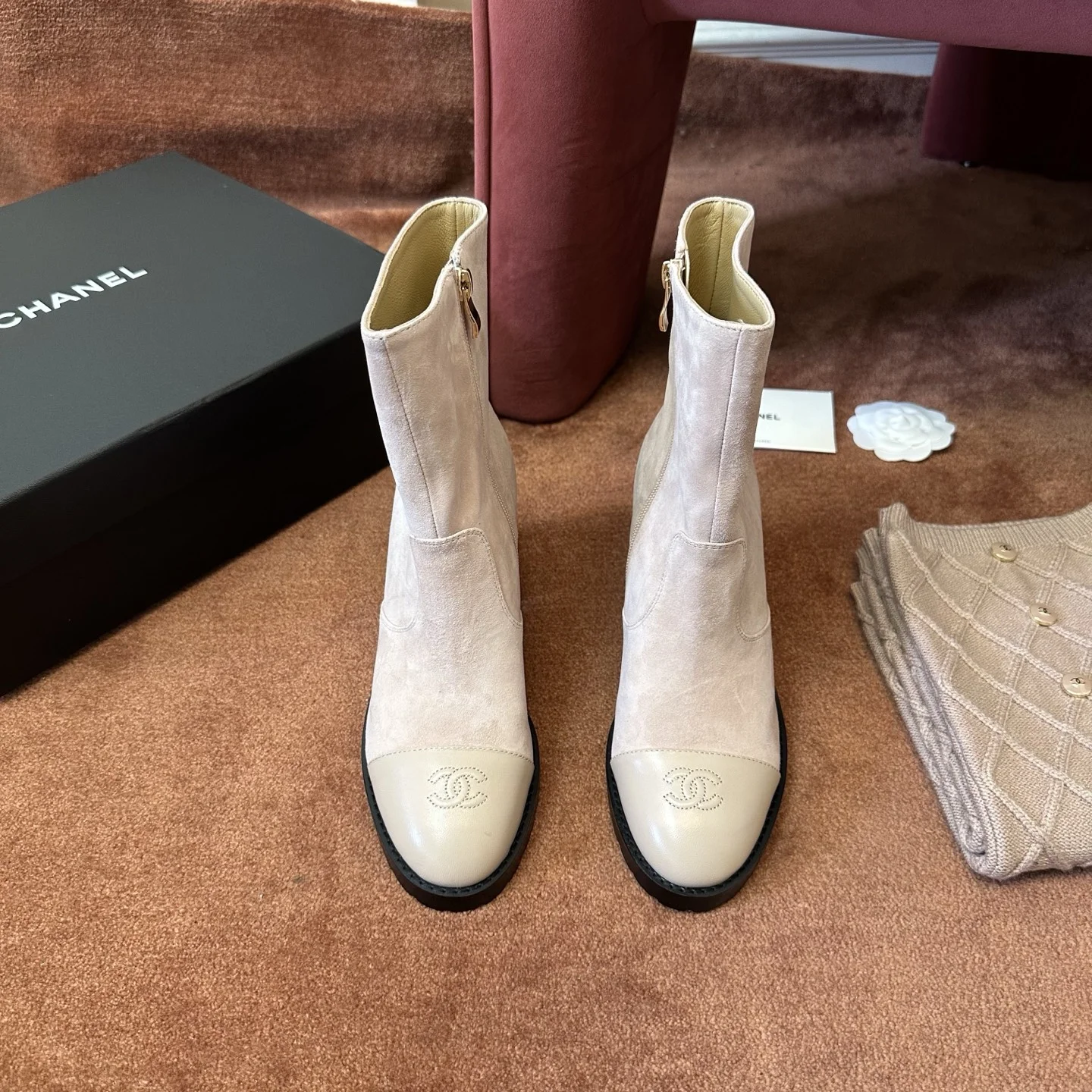 1-933 Chanel Quilted Ankle Boots - Image 1