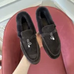 Loro Piana Summer Charms Walk Women's Fur-Lined Moccasin FAL9227 H1A1 - Image 2