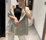 Chanl Classic Diamond Pattern Wool Cashmere Scarf - Image 2