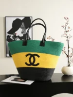 Chanel Coco Beach Colorblock Raffia Tote 58cm - Image 2