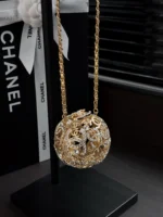 Chanel 25A Handcrafted Gold Hollow Spherical Evening Bag - Image 2