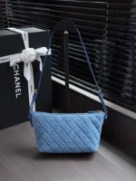 Chanel 26A Denim Quilted Hobo Bag 26cm - Image 2