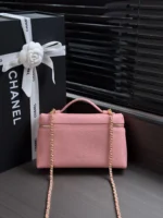 Chanel Lychee Leather Box Bag with Chain Strap - Image 2