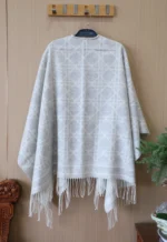 Dior Cannage Check Cashmere Fringed Poncho 140x140cm - Image 2