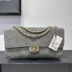Chanel MaxiC Suede Grey Handbag - Image 2