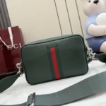 Gucci Generation Web Stripe Leather Crossbody Camera Bag Dark Green 24cm - Image 2