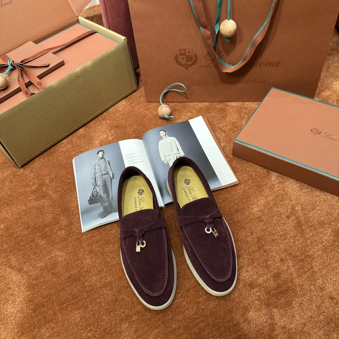 2-821 Loro Piana Summer Charms Walk Women's Suede Moccasin FAE5444 K30I - Image 1