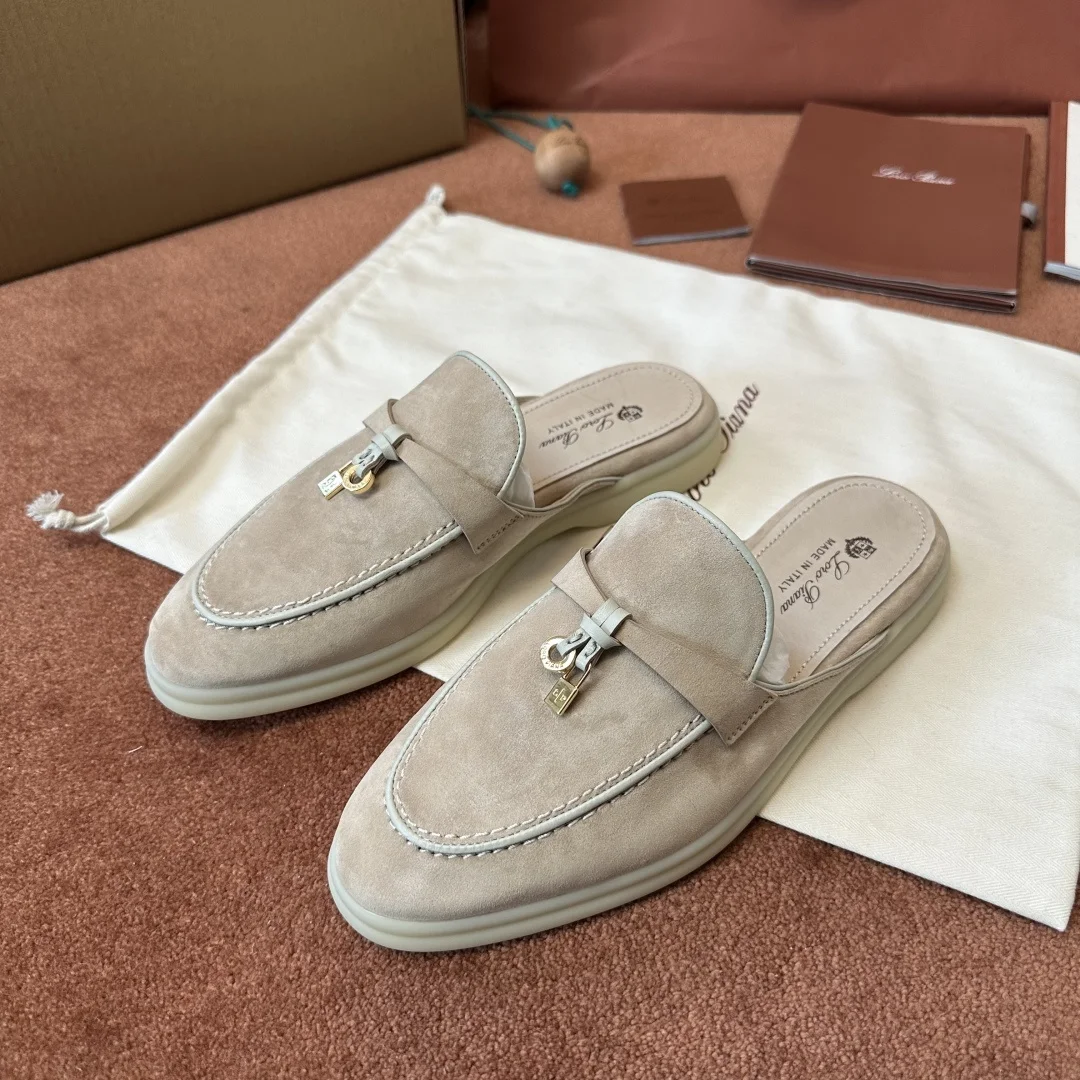 2-854 Loro Piana Charms Walk Babouche Women's Suede Mule FAL5900 DOEE - Image 1