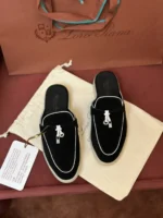 Loro Piana Charms Walk Babouche Women's Suede Mule FAL5900 8000 - Image 2