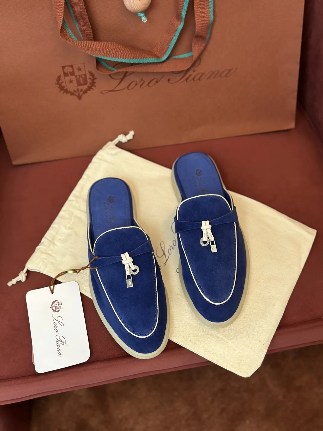2-883 Loro Piana Charms Walk Babouche Women's Suede Mule FAL5900 60DT - Image 1