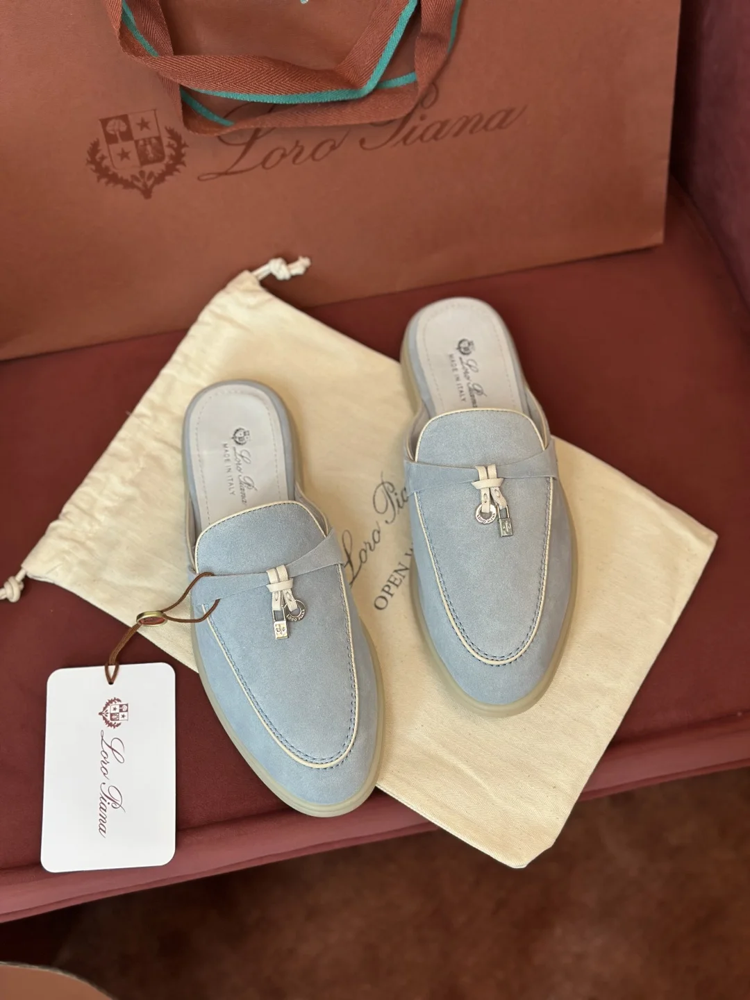 2-886 Loro Piana Charms Walk Babouche Women's Suede Mule FAL5900 60EU - Image 1