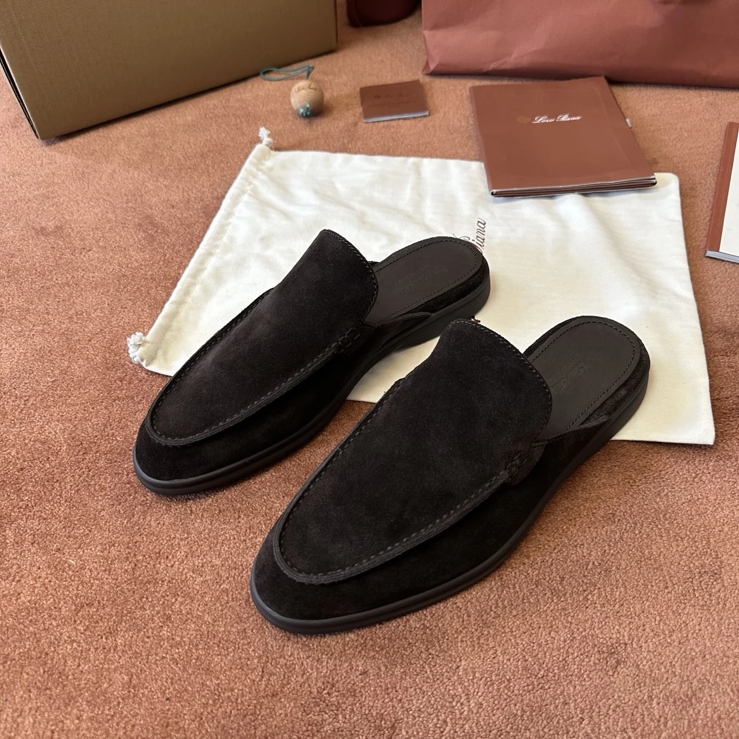 3-1132 Loro Piana Babouche Walk Men's Suede Mule FAM3488 H1A1 - Image 1