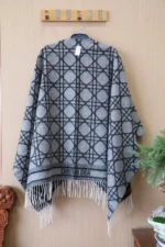 Dior Checkered Cashmere Cape 140*140 - Image 3
