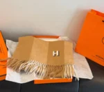 Hermès H Logo Reversible Lambswool Scarf - Image 2