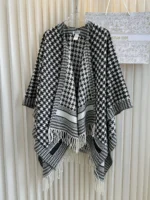Dior Houndstooth Wool Cashmere Poncho - Image 3