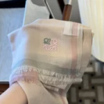 Loewe Anagram Check Cashmere Silk Stole - Image 4
