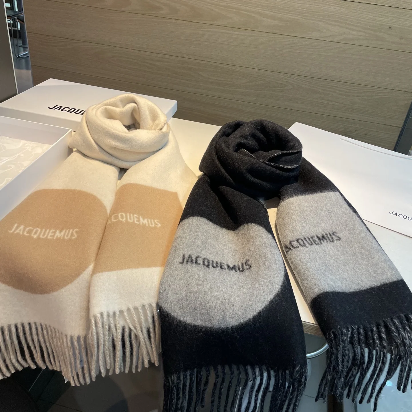 3-1664 Jacquemus Logo Circle Wool Scarf - Image 1