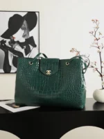 Chanel Supermodel Tote Bag Black Calfskin Gold Double C Logo - Image 3