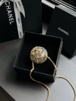 Chanel 26A Handmade Series Colorful Crystal Gold Hollow Spherical Evening Bag - Image 3