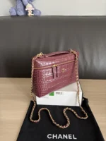 Chanel Crocodile-Embossed Vanity Case with Chain - Image 3