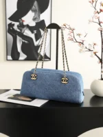 Chanel 26A Denim Chain Bowling Bag 32cm - Image 3