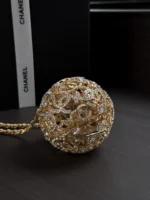 Chanel 25A Handcrafted Gold Hollow Spherical Evening Bag - Image 3