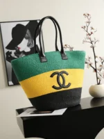 Chanel Coco Beach Colorblock Raffia Tote 58cm - Image 3