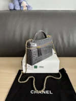 Chanel Crocodile-Embossed Vanity Case with Chain - Image 3