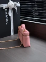 Chanel Lychee Calfskin Box Bag with Chain Strap - Image 3