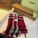 Burberry Check Fringed Scarf 30x180cm - Image 3
